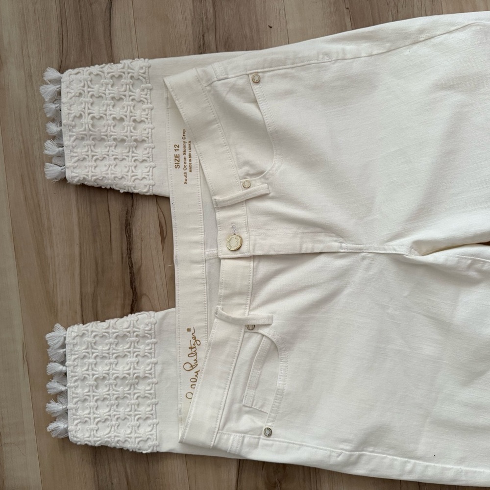 Lily Pulitzer White Embroidered Jeans